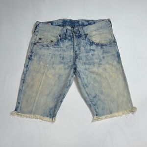 True Religion Men’s Light Blue Tie-Dye Jean Shorts Size 31
